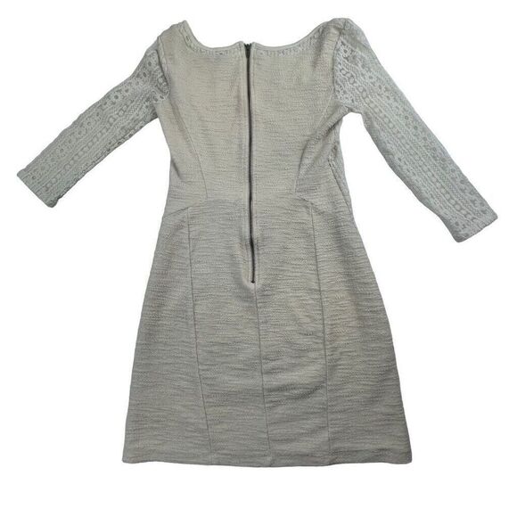 Bordeaux Sweater Dress Lace Cream Linen Quarter Sleeve Mini Fit Flare Size XS - Picture 2 of 7
